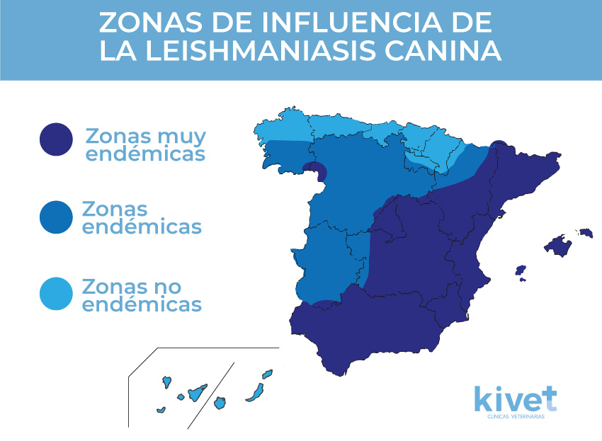 Zonas de influencia de la leishmaniasis canina