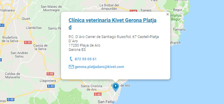 Mapa de la clínica Kivet Gerona Platja
