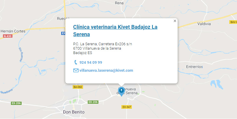 Mapa de clínica veterinaria kivet en Badajoz