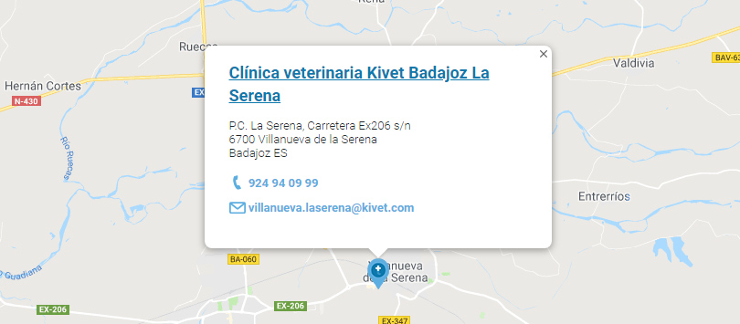 Mapa de clínica veterinaria Kivet La Serena