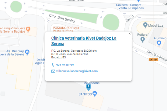 Mapa de clínica veterinaria Kivet en Badajoz