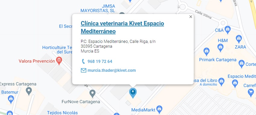 Mapa clinica veterinaria cartagena